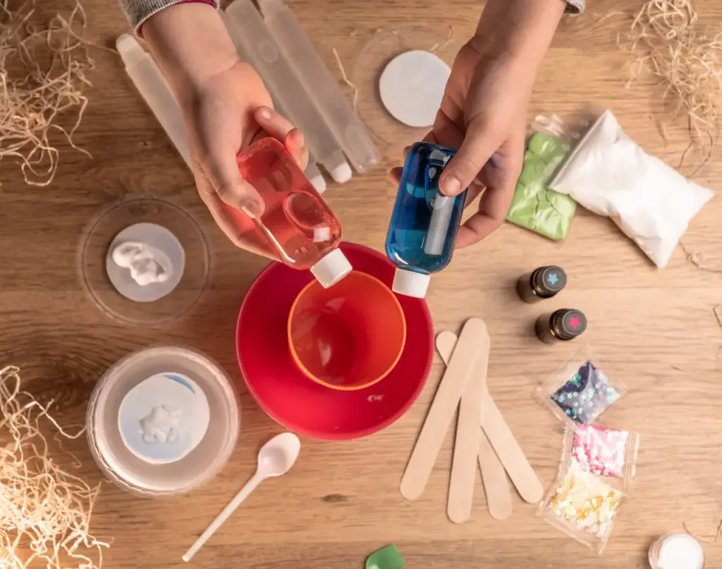 Monsters and Mess, Kids Hands Making Slime Toy At Home