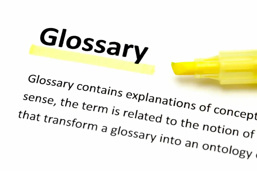 Glossary Meaning With Yellow Highlighter